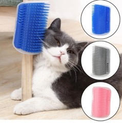 Cat Massage Comb Self Groomer Wall Brush Corner Face Scratcher Catnip Holder.