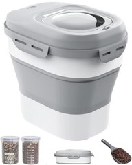 30-35 Lbs Dog Food Storage Container Collapsible Dog Food Container Light Grey