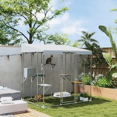 PawHut 79″ Large Catio, Galvanized Steel Outdoor Cat Enclosure with Canopy