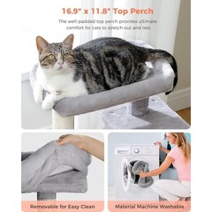Ergonomic Cat Tower Multi-Level Condo Padded Perch Double Pompoms Stylish Design