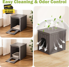 Outdoor Cat House Weatherproof, Resin Cat Houses for Outdoor Indoor Cats, Cat Bo