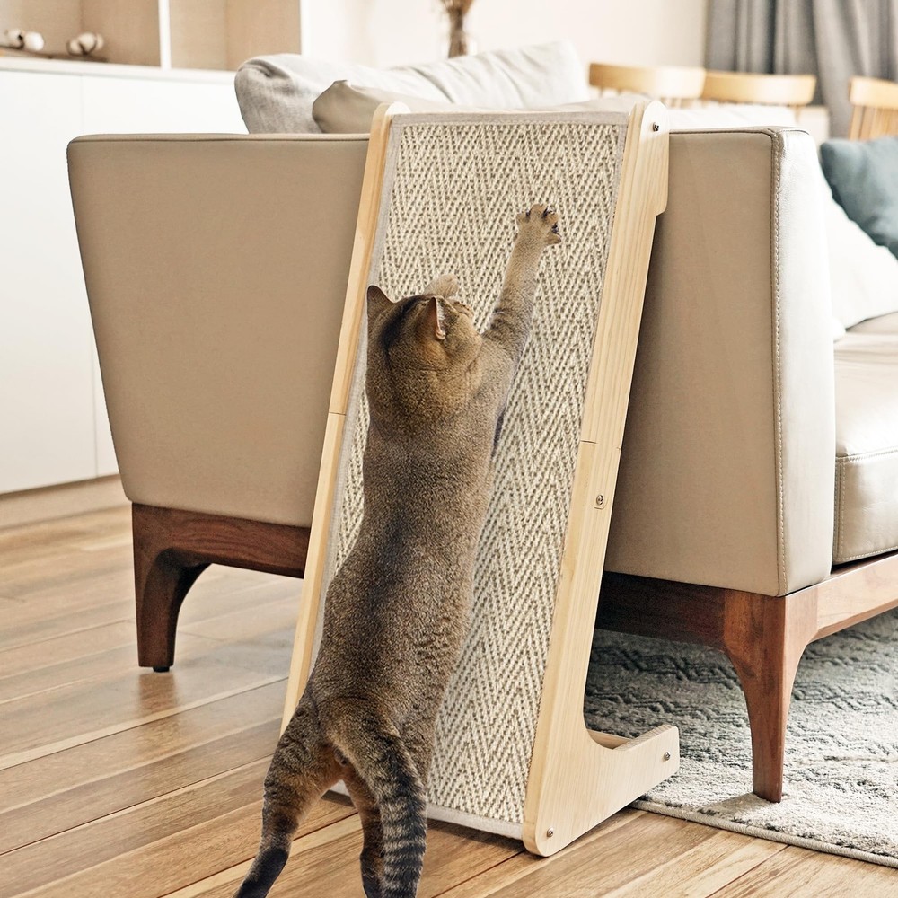 L Shape Cat Scratcher, Sisal Scratching Ramp, Chevron Scratching Pad for Indo…