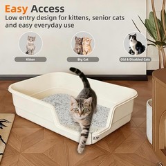 Extra Large Litter Box W/ Low Entry,Jumbo Cat Litter Box Kitty & Senior Cats,Cat