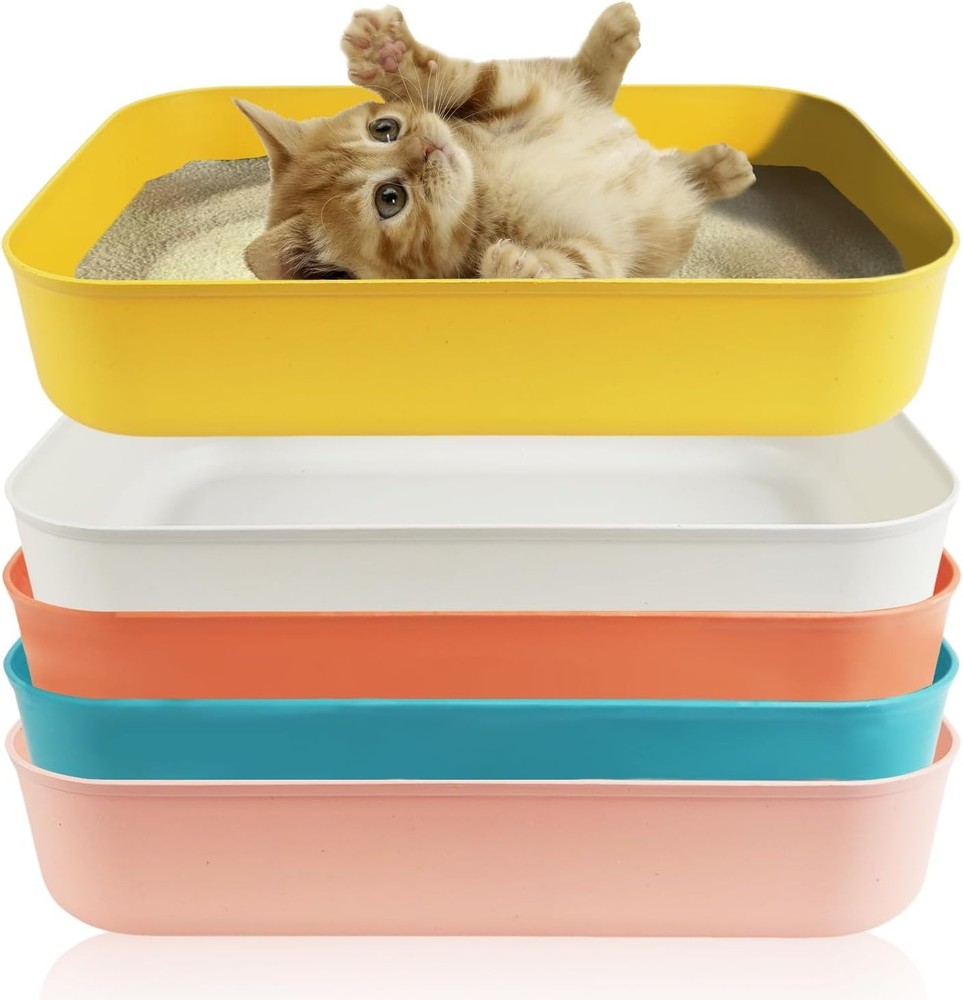 5PCS Small Litter Box Plastic Kitten Litter Box 13.9 x 9.8 x 3 Inch Open Litt…