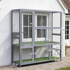 Catio Outdoor Cat Enclosure 77″ H Wooden Cat House with Weatherproof Roof