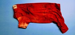 Vibrant Red & Black Tie-Dye Cat Full-Body Suit – Size Medium