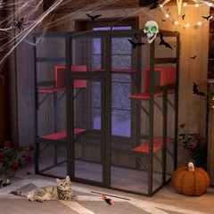 Coziwow Extra Large Catio Outdoor Cat Enclosure with Perches and Condos, Gothic