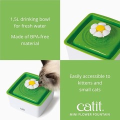Catit Flower Fountain 1.5L Ergonomic Design Triple Action Filter Cat Water Di…