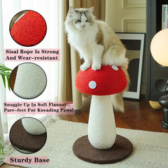 Tall Red Mushroom Cat Scratching Post Durable Sisal Resting Perch for Indoor Cat