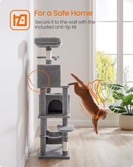 Cat Tree, 59.5-Inch Tall Cat Tower, Plush Multi-Level Condo with 5 Scratching…