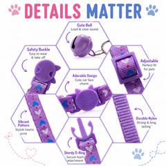 Nylon Reflective Pet Collar with Bell Adjustable Cat Collar for Kitten Small Dog