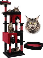 Heavy Duty Gothic Cat Tree, 72″ Large Cat Tower w/ Coffin Bed for Large Cats