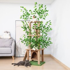 Cat Tree Scratching Post with Leaves Cat Tower Cat Condo for Indoor Kittens
