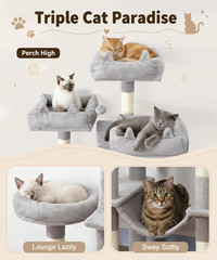 Heavy Duty Cat Tree for Indoor Cat, 71 Inch Large Cat Tower with Scratching Post