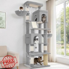 Hzuaneri Cat Tree 75 Inch Light Grey