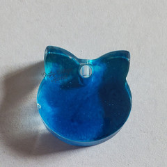 Resin Pet Tag Collar Charm Blue Cat Handcrafted Keychain Backpack Purse Accessor