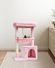 SYANDLVY Small Cat Tree for Indoor Cats, Tower with 29.6″, Pink