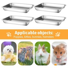 4PCS Small Stainless Steel Low Entry Litter Box Metal Cat Pan for Kittens Bunny