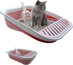 Low Entry Kitten Litter Box Collapsible Shallow Litter Box Senior Cats