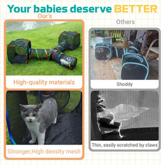 Rainbow Outdoor Cat Playground with Portable Tent & Tunnel for Small Pets