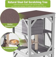 Cat House Catio Outdoor Cat Enclosure on Wheels Kitty Shelter with Waterproof
