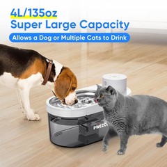 Wireless Cat Water Fountain Battery Operated, Cormix 135oz/4L Pet Water Fount…