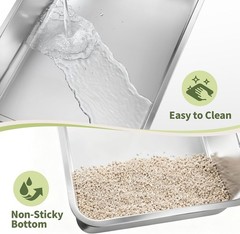 2 Pack XL Stainless Steel Cat Litter Box Big & Senior Cats Multi-Cat Metal