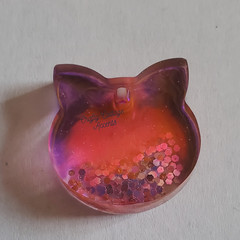 Handmade Resin Cat ID Tag Collar Charm Pink Purple Glitter Pet Accessory Gift