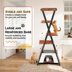 72.3 Wood Cat Tower with Removable Washable Cushions