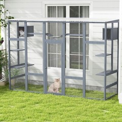 COZIWOW Cat Enclosure Catio Wooden Large Cage with 6 Platforms Cat Cage Condo