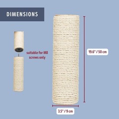 Durable 3.5 in x 19.7 in Sisal Scratching Post for Indoor Cats – All Breeds