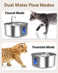 Stainless Steel Cat Water Fountain 3.2L Pet Drinking Fountain Dispenser for Cats