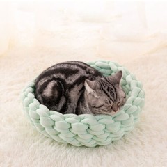 Pet Cat Dog Bed Fluffy Soft Cat Dog Bed Round Marshmallow Donut Cat Bed Sleeping
