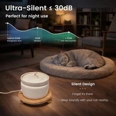 Ceramic Cat Water Fountain, 1L/32oz Automatic Pet Drinking Fountain | Quiet U…