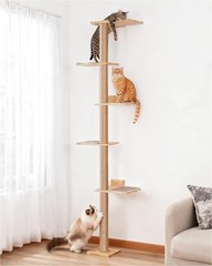 AECHONOW 80INCH WALL MOUNTED CAT TREE 15.8IN PERCH ADJUSTABLE SHELVES – WHITE