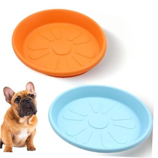 2 Pack Resin Dog Food Plate Shallow Cat Food Bowl Small Pet Feeding Bowl for