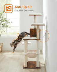 Cat Tree, 56.3-Inch Modern Cat Tower, Multi-Level Plush Condo with Scratching Po