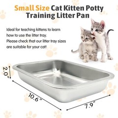 4PCS Small Stainless Steel Low Entry Litter Box Metal Cat Pan for Kittens Bunny