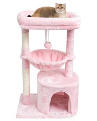 SYANDLVY Small Cat Tree for Indoor Cats, Tower with 29.6″, Pink
