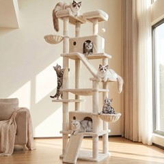 81-Inch Cat Scratch Tower for Large Cats, Multi-Level Heavy Duty Cat Tree