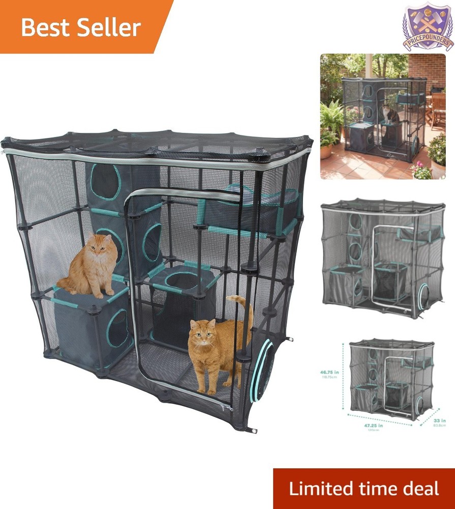 Outdoor Cat Play Set Catio Mesh Kit Lightweight Durable Multi-Level