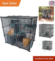 Outdoor Cat Play Set Catio Mesh Kit Lightweight Durable Multi-Level