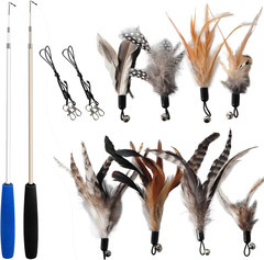 Cat Toys – No Chemical Dyeing Cat Feather Toys for Indoor Cats – Include Cat Wan