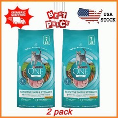 2 pack Purina ONE Sensitive Stomach, Sensitive Skin, Natural Dry Cat Food, +Plus