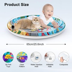 Inflatable Cat Dog Baby Water Mat Toy, [Newly Upgraded, 2 Layers black
