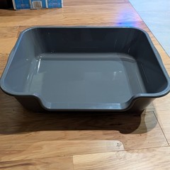 1 Extra-Large Cat Litter Box (ABS Plastic),Low-Entry Senior Cat Litter Box Grey