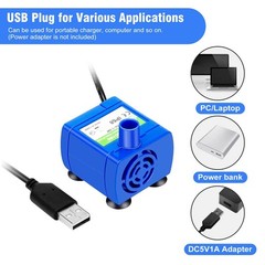 Silent Cat Water Pump Replacement, 40dB Pet Fountain Pump with Suction Cups