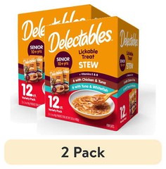 (2 pack) Stew Senior 10+ Lickable Cat Treats Variety Pack, 12 Pack