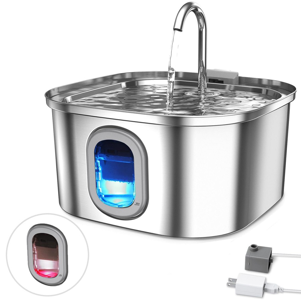 Stainless Steel Cat Water Fountain 3.2L Pet Drinking Fountain Dispenser for Cats