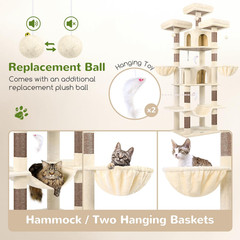Big Cat Tower for Indoor Cats, 80Inch Cat Tower for Multiple Adult Cats XXL Cat